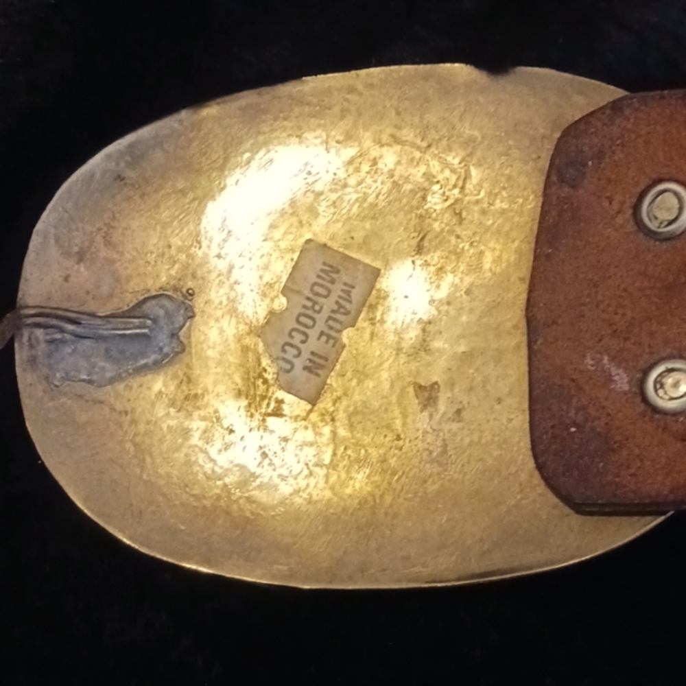 Moroccan Leather Belt with Sterling and Bronze (Copper?) Buckle boho - Picture 4 of 9